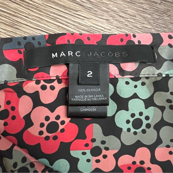 Marc Jacobs 100% silk floral checkered pleated skirt - Picture 5 of 7